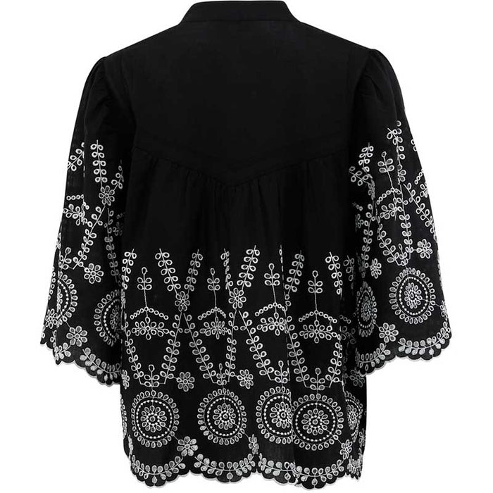 Continue 14411 Isa Embrodery Blouse Sort - J BY J Fashion