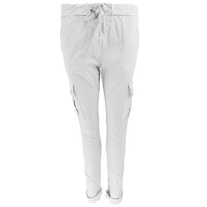 J By J 95870 Stretch Cargo Pants Hvid - J BY J Fashion