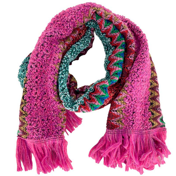 J By J K-1838 Multi Knit Scarf Pink - J BY J Fashion