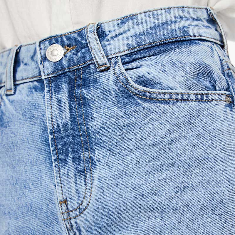 Pcrose Mw Wide Denim Jeans Dark Blue Denim Stripes Pinstripes