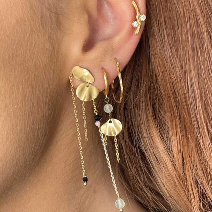 Stine A 1319 Festive Clear Sea Earring With Chain & Stones Guld