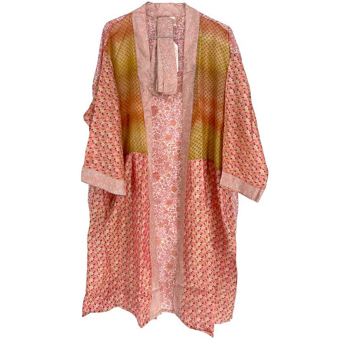 Wauw Unika Silk Kimono 3/4 Patchwork Lyserød