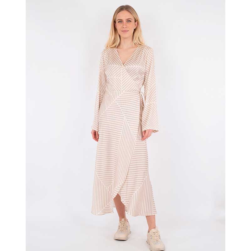 NEO NOIR MIX LINES DRESS SAND – BY J Fashion