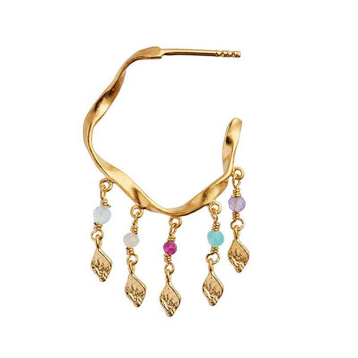 STINE A TWISTED CREOL WITH STONES AND ILE DE L'AMOUR GULD - J BY J Fashion