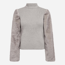 Co Couture ElisabethCC Fur Mix Rib Knit Light Grey
