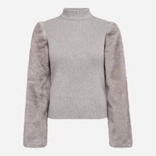 Co Couture ElisabethCC Fur Mix Rib Knit Light Grey