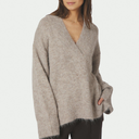 Neo Noir Melli Fluffy Knit Blouse Beige Melange