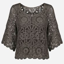 J By J Embroidery 3/4 Blouse Brown