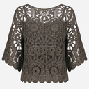 J By J Embroidery 3/4 Blouse Brown