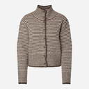 Pieces PCVena LS High Neck Knit Cardigan BC Whitecap Gray Stripes