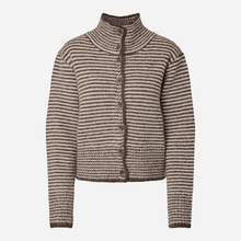 Pieces PCVena LS High Neck Knit Cardigan BC Whitecap Gray Stripes