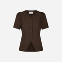 Neo Noir Jules Structure Blouse Dark Brown