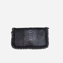 J By J Small Leather Bag Snake Black