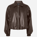 Pieces PCLara Padded Coated Bomber Jacket Hot Fudge