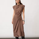 Co Couture FalconCC Pleat Dress Walnut