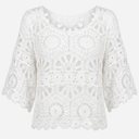 J By J Embroidery 3/4 Blouse White