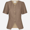 Neo Noir Jules Pinstripe Blouse Taupe