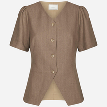 Neo Noir Jules Pinstripe Blouse Taupe