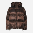 Pieces PcMilla Shiny Puffer Jacket W. Hood Hot Fudge