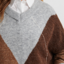 Second Female Forca Knit V-Neck Light Grey Melange
