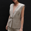 2NDDAY Juell Waistcoat Striped Linen Blend Moonbeam