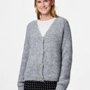 Pieces PCCleo LS V-Neck Knit Cardigan Noos Medium Grey Melange