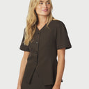 Neo Noir Jules Structure Blouse Dark Brown