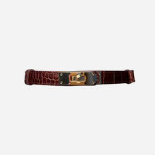 J By J Small Leather Belt Croco Bordeaux