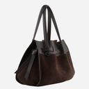 Pourchet Paris 25131 Blossom Medium Suede Bag Marron