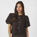 Neo Noir Aisa Brocade Blouse Dark Brown