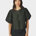 Neo Noir Aisa Brocade Blouse Dark Green