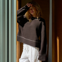 Neo Noir Roeme Knit Stitch Blouse Dark Brown
