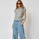 Co Couture SidaCC Polo Top Grey Melange