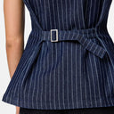 Pieces PCRose Long Denim Vest Dark Blue Denim