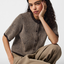 Pieces PCJenna SS O-Neck Knit Cardigan Hot Fudge