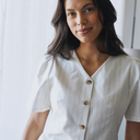 Neo Noir Jules Summer Stripe Blouse Taupe Stripe