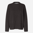 Second Female Alpha Knit O-Neck Dark Brown Melange