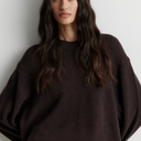 Second Female Alpha Knit O-Neck Dark Brown Melange