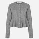 Second Female Hiva Peplum Knit Cardigan Mid Grey Melange