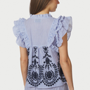 Neo Noir Jayla Stripe Embroidery Top Blue
