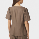 Neo Noir Jules Pinstripe Blouse Taupe