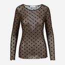 Coster Copenhagen Eve Mesh O-Neck Brown Hearts