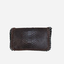 J By J Small Leather Bag Snake Dark Brown