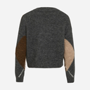 Rouge Edit RouArgyle LS V-Neck Knit Dark Grey