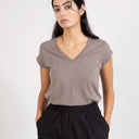 Coster Copenhagen CCH1101 V-Neck T-Shirt 383 Dark Mud