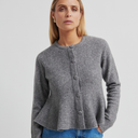 Second Female Hiva Peplum Knit Cardigan Mid Grey Melange