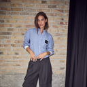 Haute L'Amitié Contrast Color Check Shirt Blue
