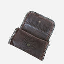 J By J Small Leather Bag Snake Dark Brown