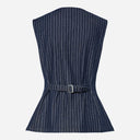 Pieces PCRose Long Denim Vest Dark Blue Denim