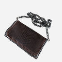 J By J Small Leather Bag Snake Dark Brown